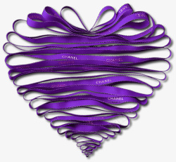 紫色清新绸带爱心装饰图案素材