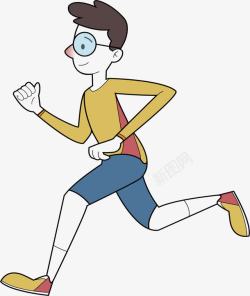 戴眼镜的跑步男人素材