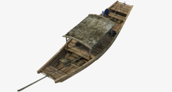 一只棕色破旧捕鱼船只素材