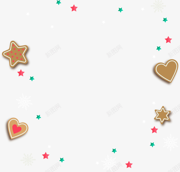 圣诞节漂浮星星饼干png免抠素材_88icon https://88icon.com Christma Christmas Merry 圣诞节 星星 漂浮星星 爱心饼干