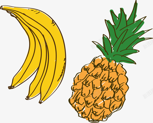手绘卡通水果菠萝png免抠素材_88icon https://88icon.com 卡通菠萝 手绘水果 手绘菠萝 菠萝