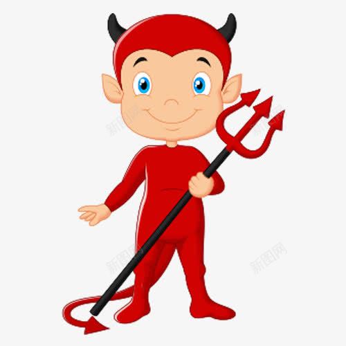 红色万圣节png免抠素材_88icon https://88icon.com 万圣节 万圣节装饰 卡通有趣 小恶魔 红色 黑色角