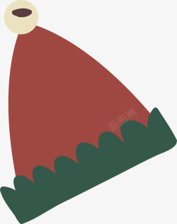 红色卡通冬日圣诞帽素材