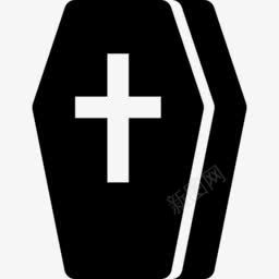 黑色十字架棺木黑白万圣节图标图标
