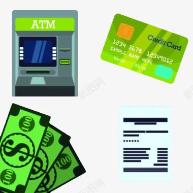信用卡手绘ATM机图标图标
