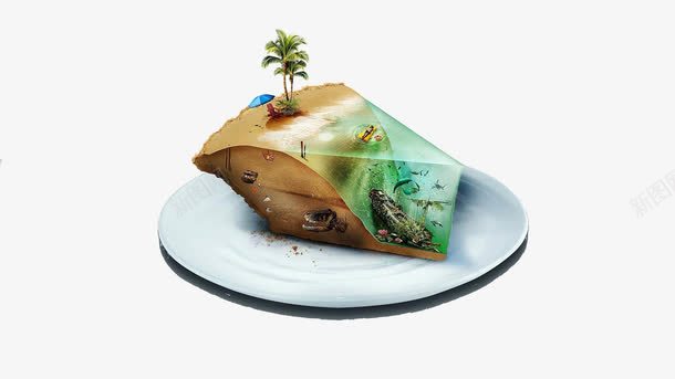 盘子上的蛋糕状的小岛png免抠素材_88icon https://88icon.com 大陆架 孤岛 椰子树 海洋 盘子上的小岛 立体 蛋糕状