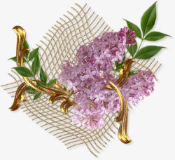 紫色花朵金属花纹装饰素材