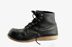 实物黑色长靴旧鞋素材