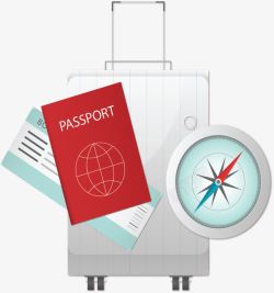 旅游季护照飞机票矢量图素材