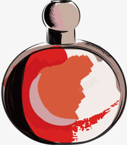 红色圆形香水瓶矢量图素材