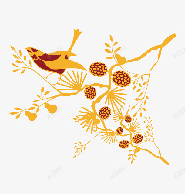 树木png免抠素材_88icon https://88icon.com 小鸟 手绘 树叶 树木 树枝 素描 鸟儿