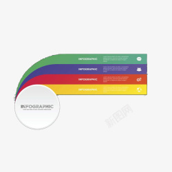 长圆形彩色ppt扁平流程表素材