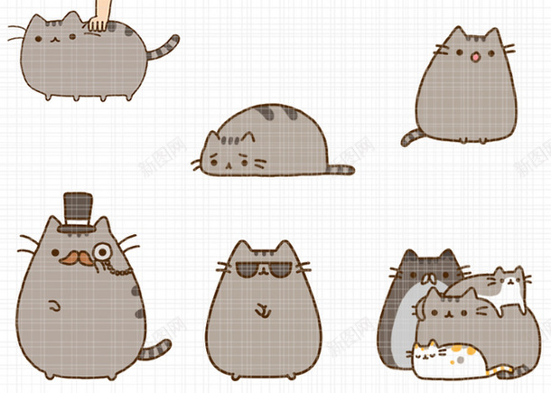 韩系卡通猫png免抠素材_88icon https://88icon.com 动画 灰色 猫