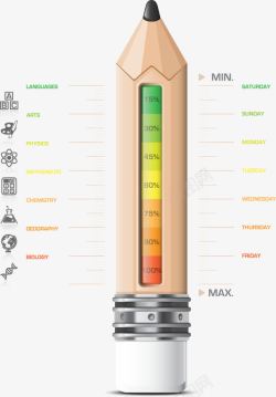 彩色图形木色铅笔图表素材