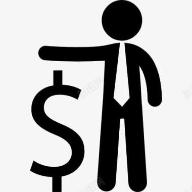 撒钱的男人商人与美元符号图标图标