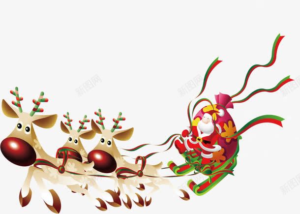 圣诞老人雪橇png免抠素材_88icon https://88icon.com 圣诞 圣诞素材 圣诞老人雪橇 节日