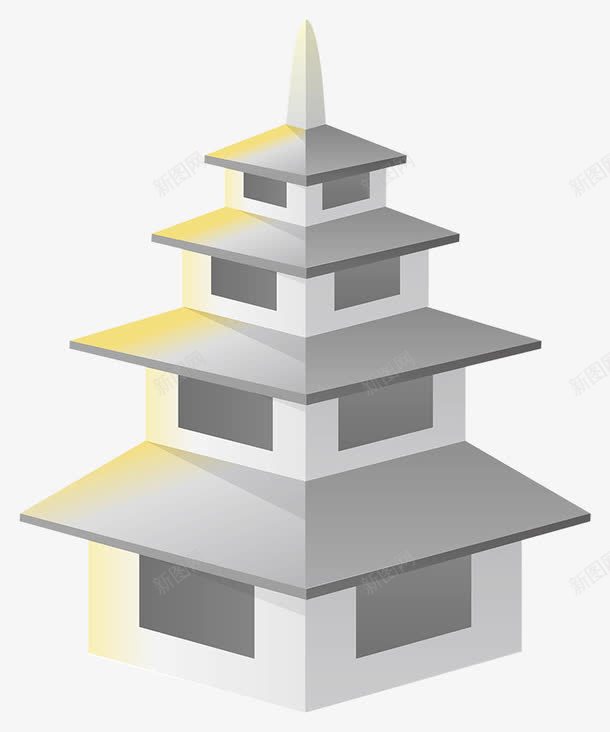 中国风寺庙宝塔png免抠素材_88icon https://88icon.com 中国风 中国风寺庙 古典建筑 宝塔 宫殿 灰色