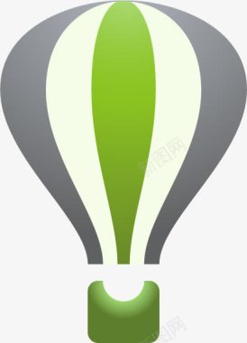 热气绿色热气球图标图标