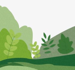 绿色手绘植物大山边框纹理素材