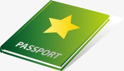 绿色护照五角星元素素材