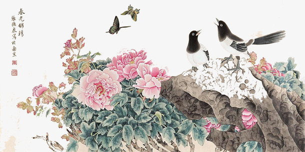 中国风喜鹊png免抠素材_88icon https://88icon.com 两只喜鹊 中国风 喜雀 喜鹊 花上的喜鹊 花朵 蝴蝶