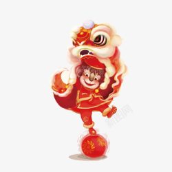 中国风舞狮矢量图素材