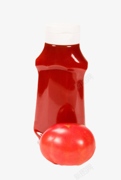 红色调味品拧盖塑料番茄酱包装实素材