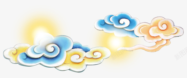 彩色漂浮云朵psd免抠素材_88icon https://88icon.com 中国风 彩色 漂浮云朵 装饰图案