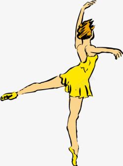 穿黄色裙子的芭蕾舞演员素材
