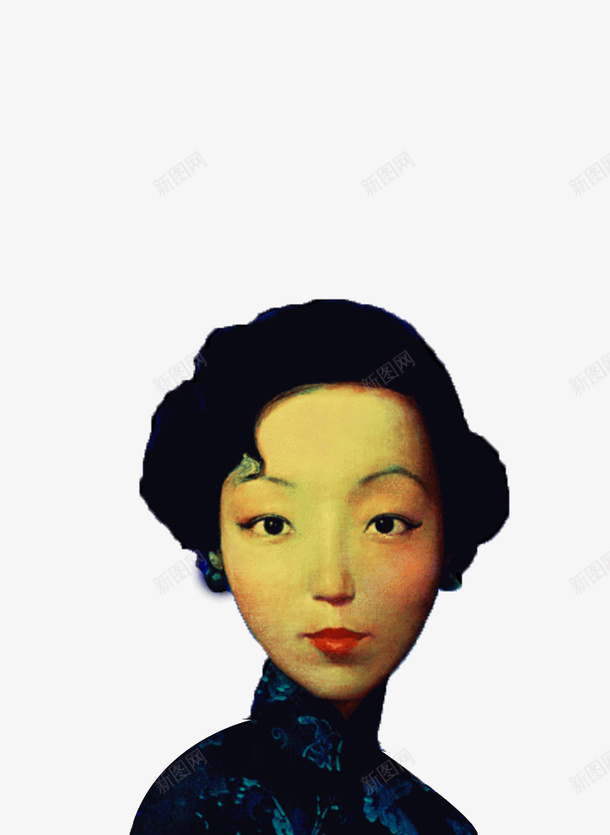 张爱玲油画风psd免抠素材_88icon https://88icon.com 张爱玲 才女 民国 油画风