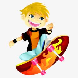 玩滑板运动的男孩素材