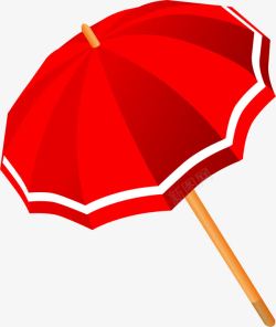 红底白条遮阳伞素材