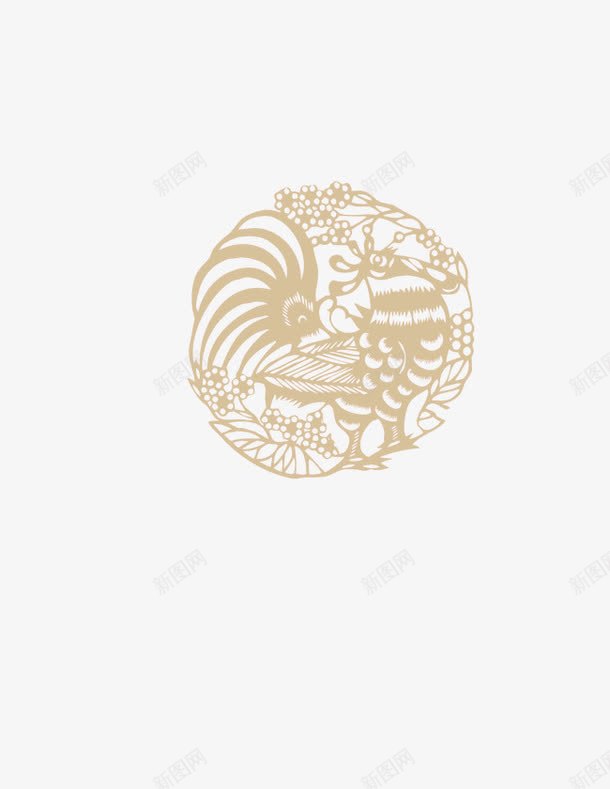 装饰图案剪纸png免抠素材_88icon https://88icon.com 中国风 剪纸 新年 淡黄色 装饰图案