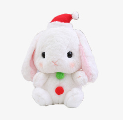 戴围巾的垂耳兔戴白色圣诞帽的垂耳兔公仔高清图片