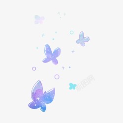 紫色卡通蝴蝶背景素材