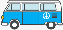蓝色分段式巴士素材