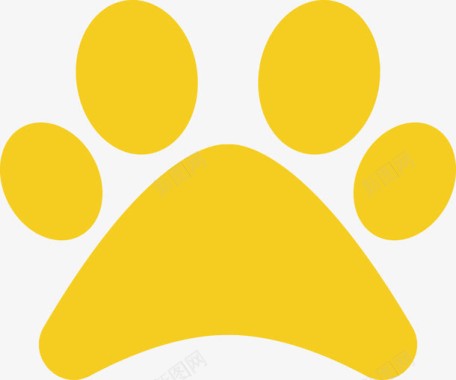 黄色卡通猫爪印标图标图标