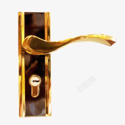 门锁配件金色电镀大门门锁高清图片
