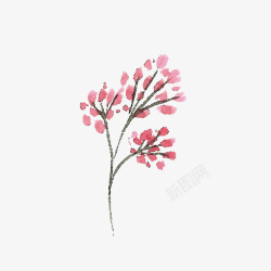 红色的水墨花矢量图素材