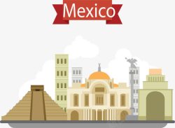 墨西哥城市宣传海报矢量图素材