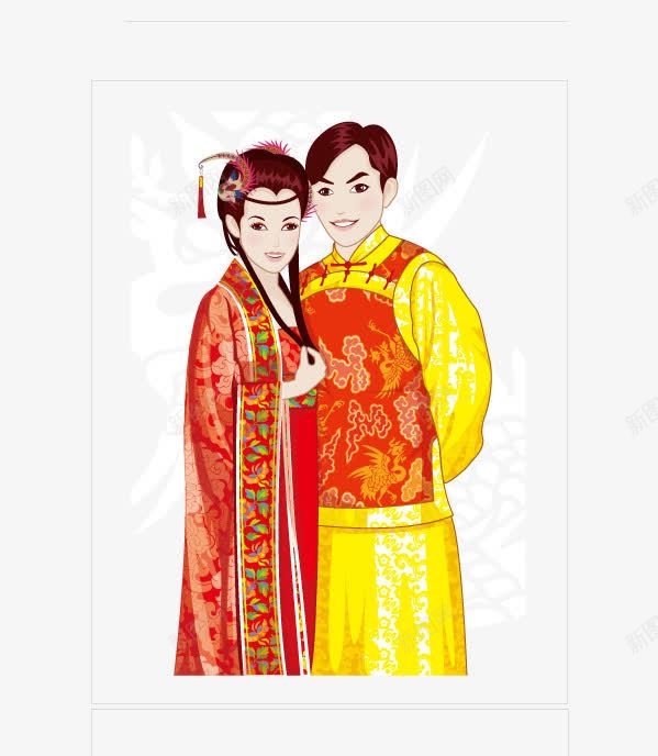 中式婚纱照png免抠素材_88icon https://88icon.com 中国风 中式婚纱照 古装 红色 黄色