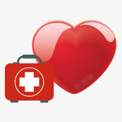 卡通慈善爱心红十字医务箱矢量图素材