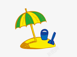 沙滩遮阳伞卡通矢量图素材