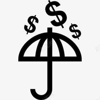 彩虹伞伞和美元符号在图标图标
