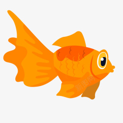 黄色金鱼手绘卡通鱼类水族素矢量图素材