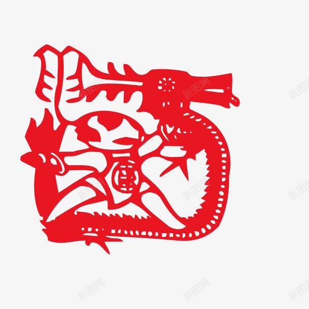 生肖剪纸龙png免抠素材_88icon https://88icon.com 中国风 十二生肖 生肖 矢量剪纸 红色 龙