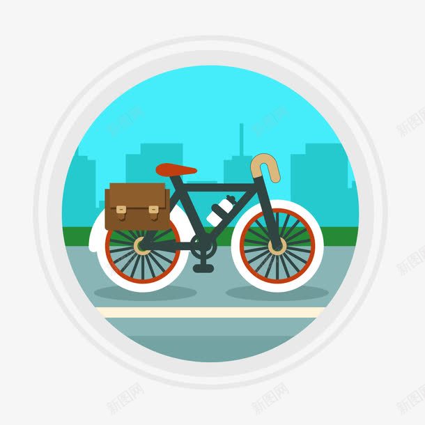 圆形旅行插画png免抠素材_88icon https://88icon.com 健身 扁平 自行车 骑行