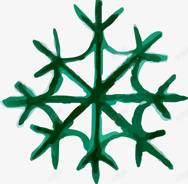 绿色手绘雪花矢量图ai免抠素材_88icon https://88icon.com 圣诞节装饰 手绘 水彩 矢量图案 窗花 绿色 雪花 矢量图