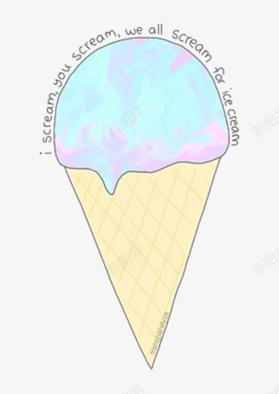 卡通蓝色冰激凌甜筒png免抠素材_88icon https://88icon.com 冰激凌 夏天 甜筒 零食