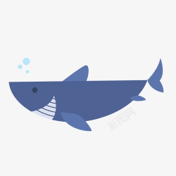 蓝色卡通鲨鱼素材